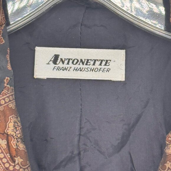 Vintage Antonette Franz Haushofer Womens Silk Blazer Jacket Brown Geometric Patt - Picture 2 of 11